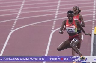 Faith Cherotich a mieux négocié les obstacles du 3000 m steeple. KEYSTONE/AP/Abbie Parr
